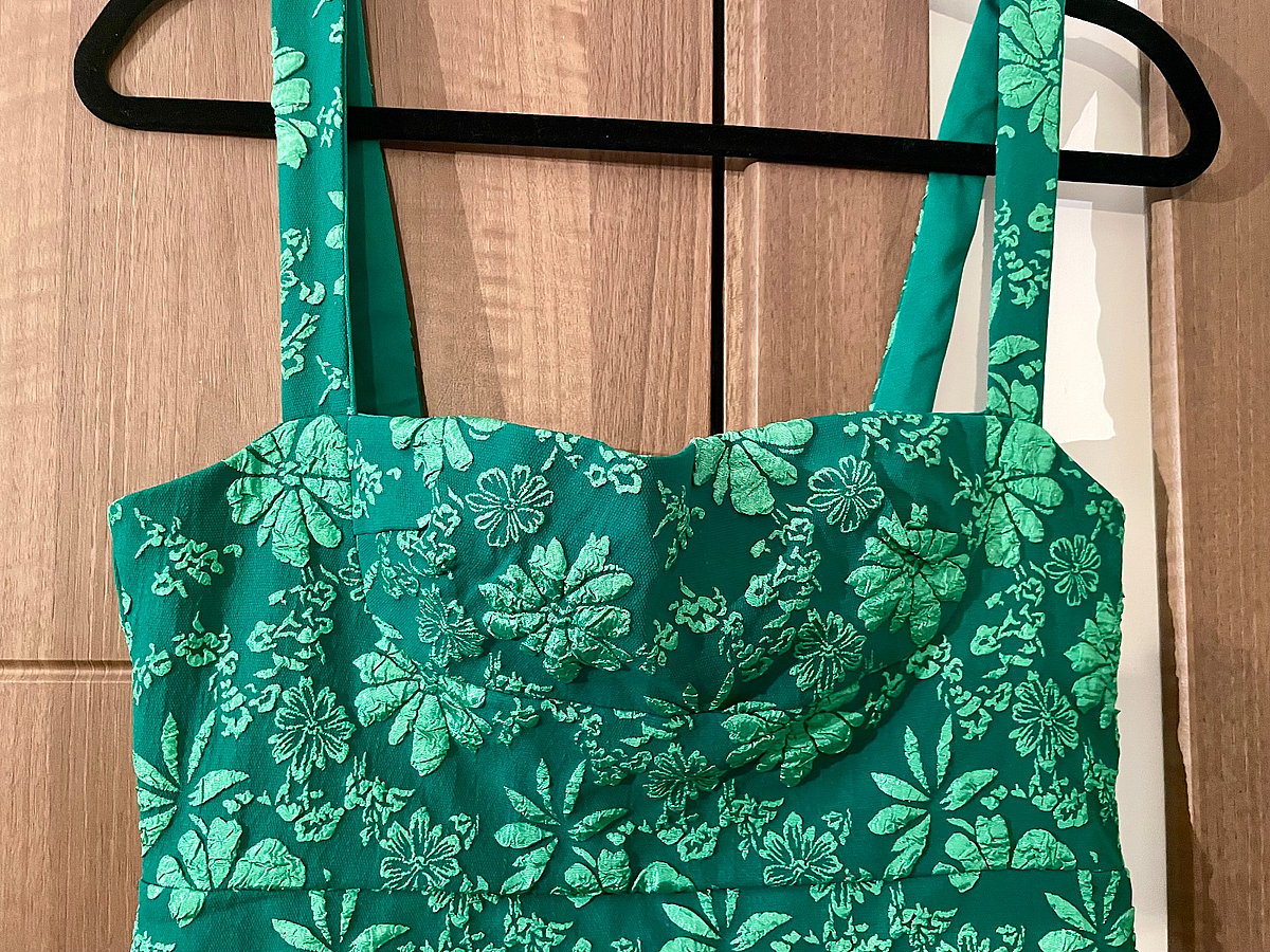 Green floral textured mini dress, photo 2
