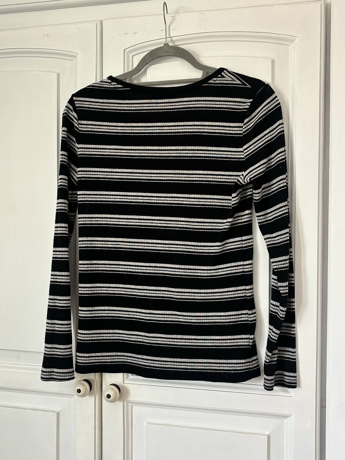 Black white striped henley top, photo 4