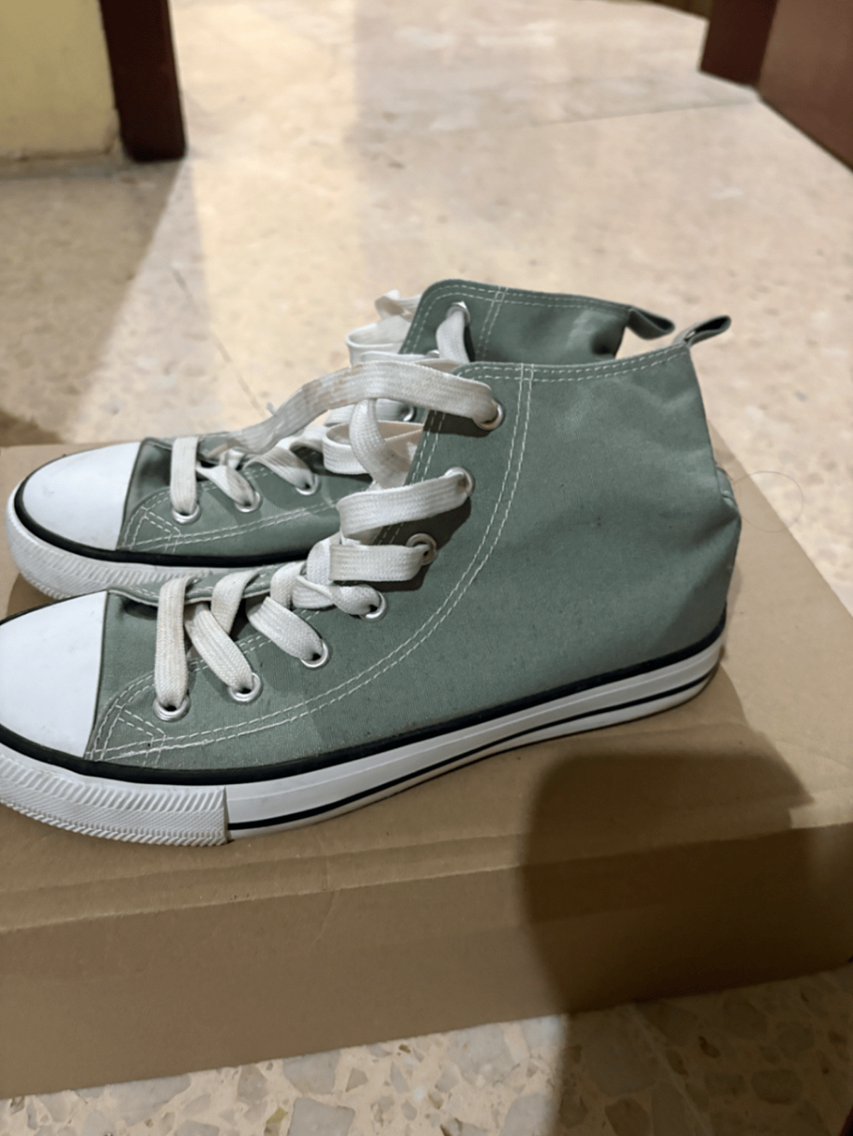 Scarpe da ginnastica alte in tela verde, foto 2