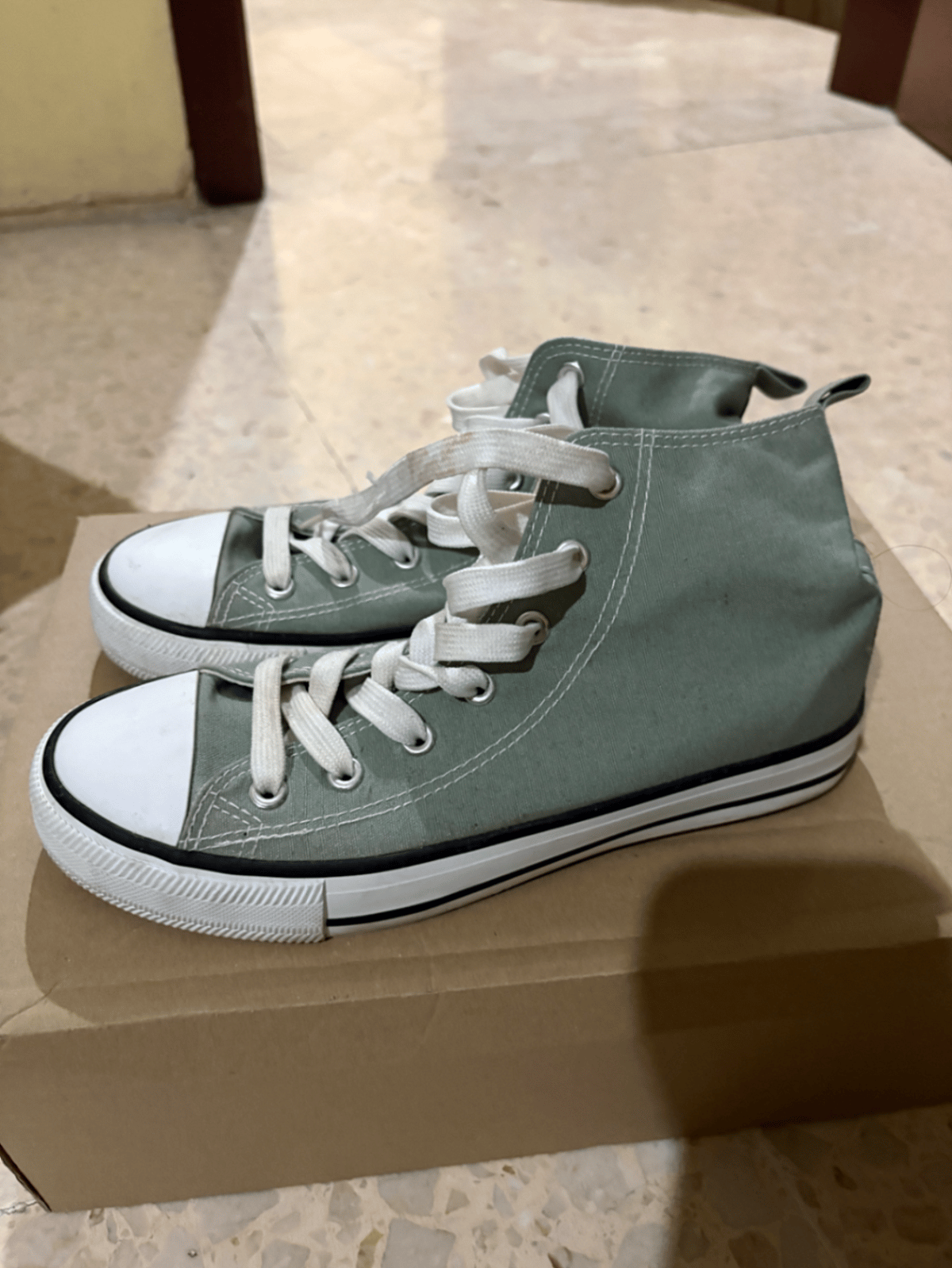 Scarpe da ginnastica alte in tela verde, foto 3