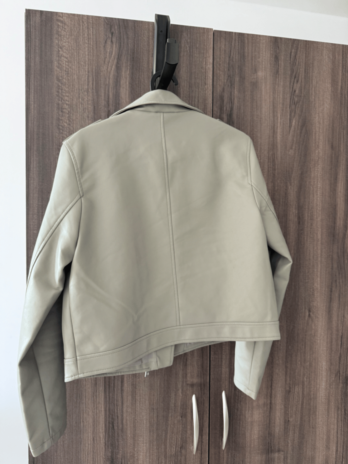 Sage Green Faux Leather Biker Jacket New, photo 6