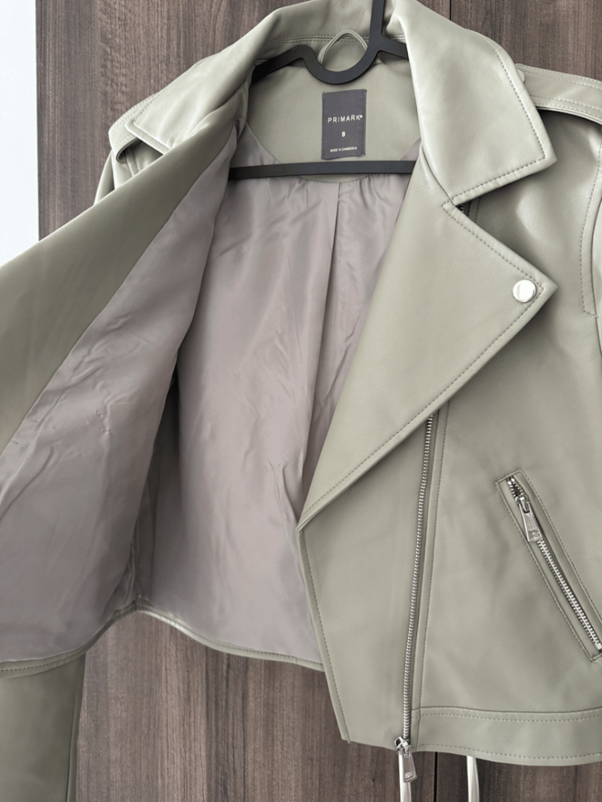 Sage Green Faux Leather Biker Jacket New, photo 5