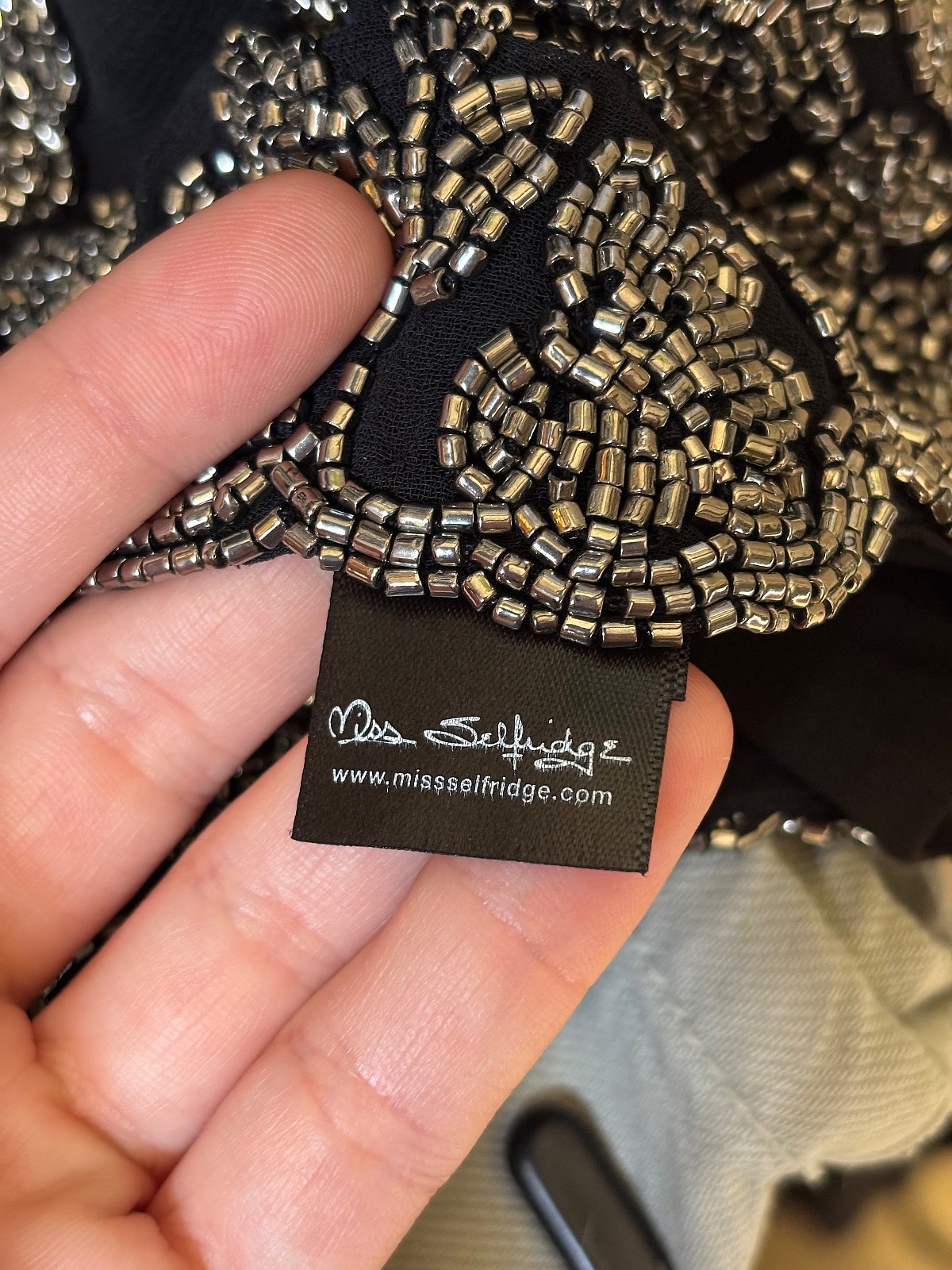 Black embellished floral mini dress, photo 5