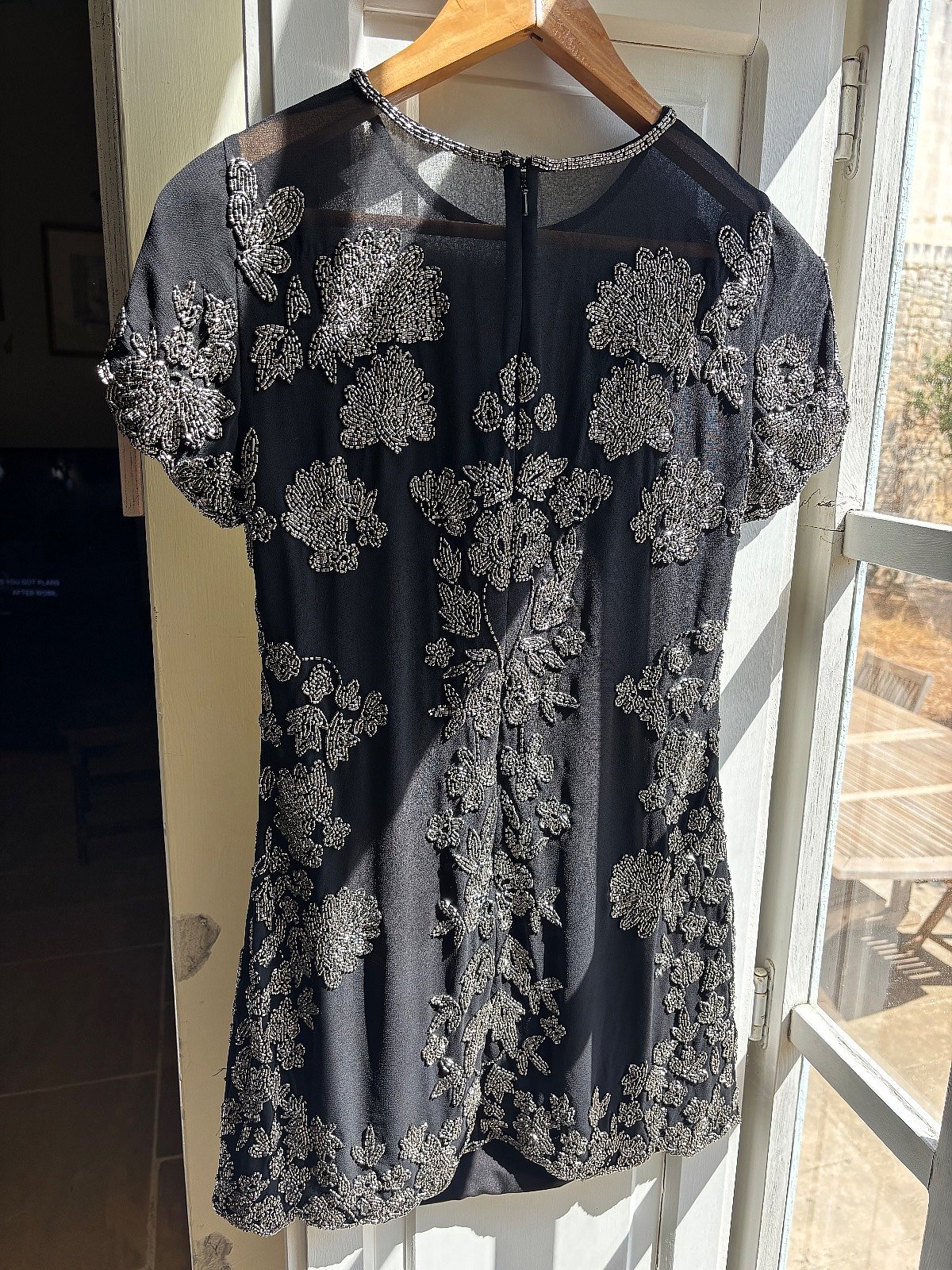 Black embellished floral mini dress, photo 3
