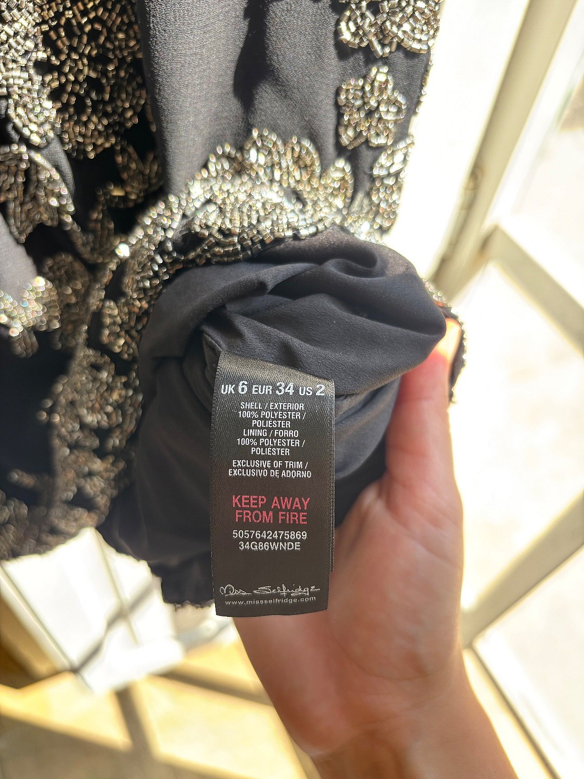 Black embellished floral mini dress, photo 4