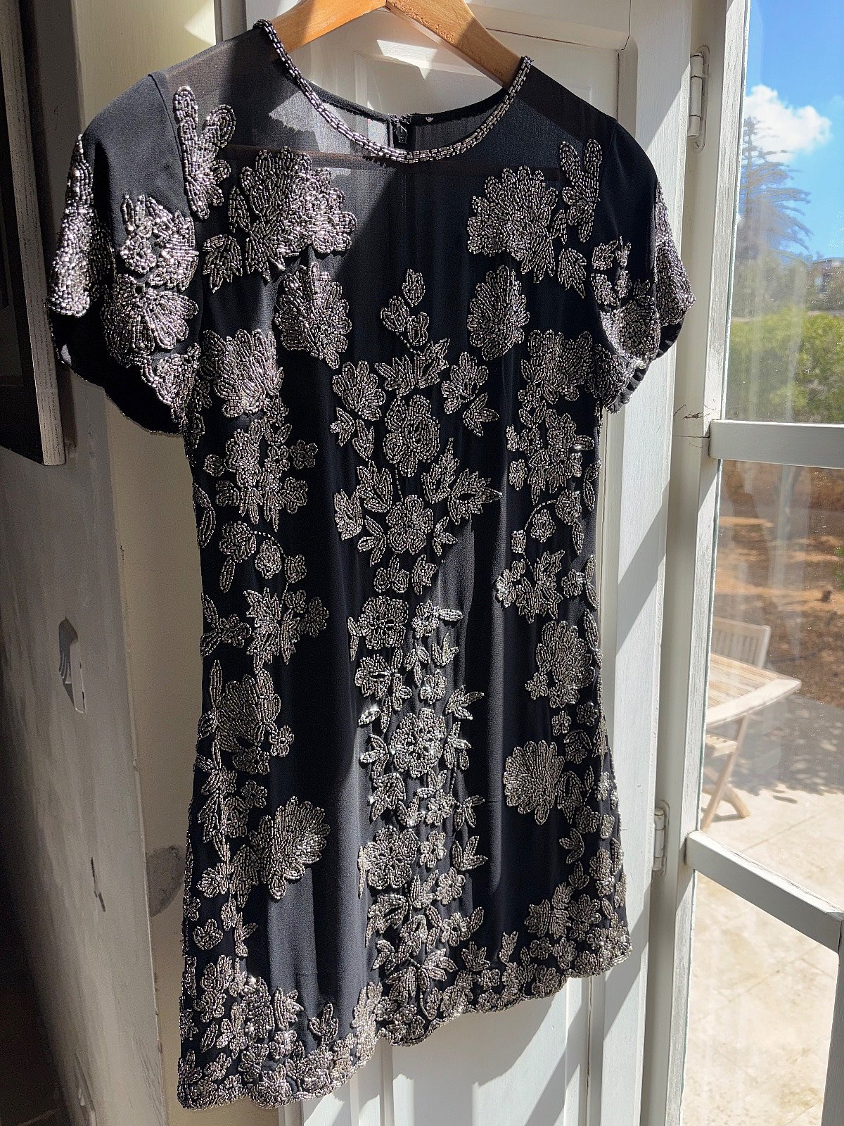 Black embellished floral mini dress, photo 2