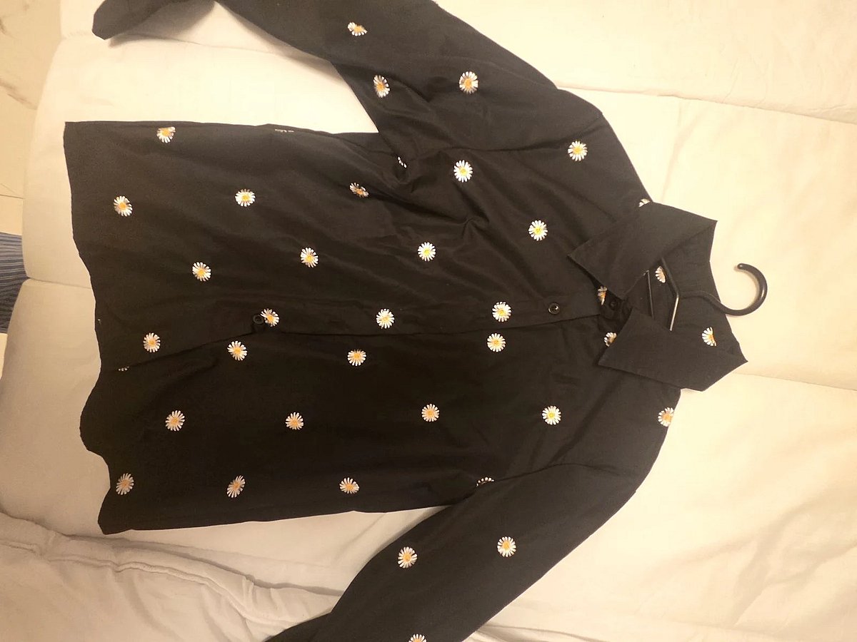 Black Daisy Print Button Shirt, photo 2