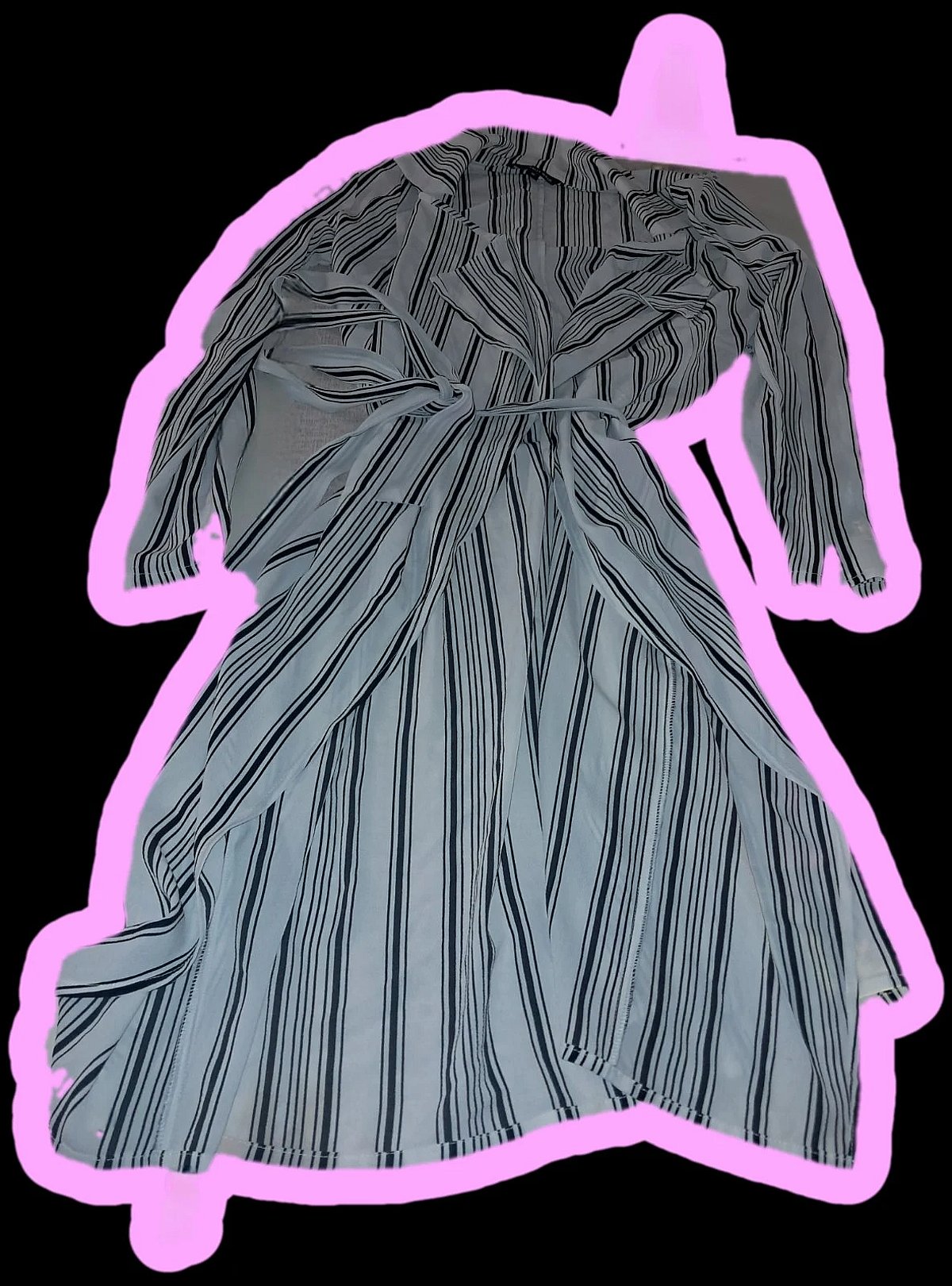 Tally Weijl - Black & White Striped Wrap Shirt Dress - Lightweight Trench Coat, photo 2
