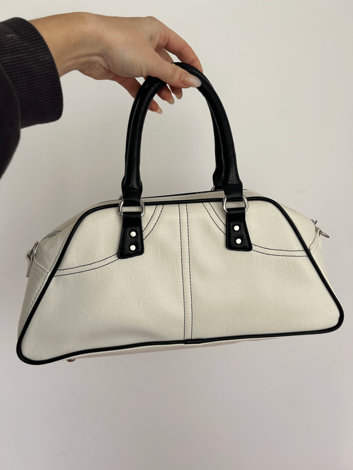 Bershka Retro Cream Bowling Style Handbag - photo 2