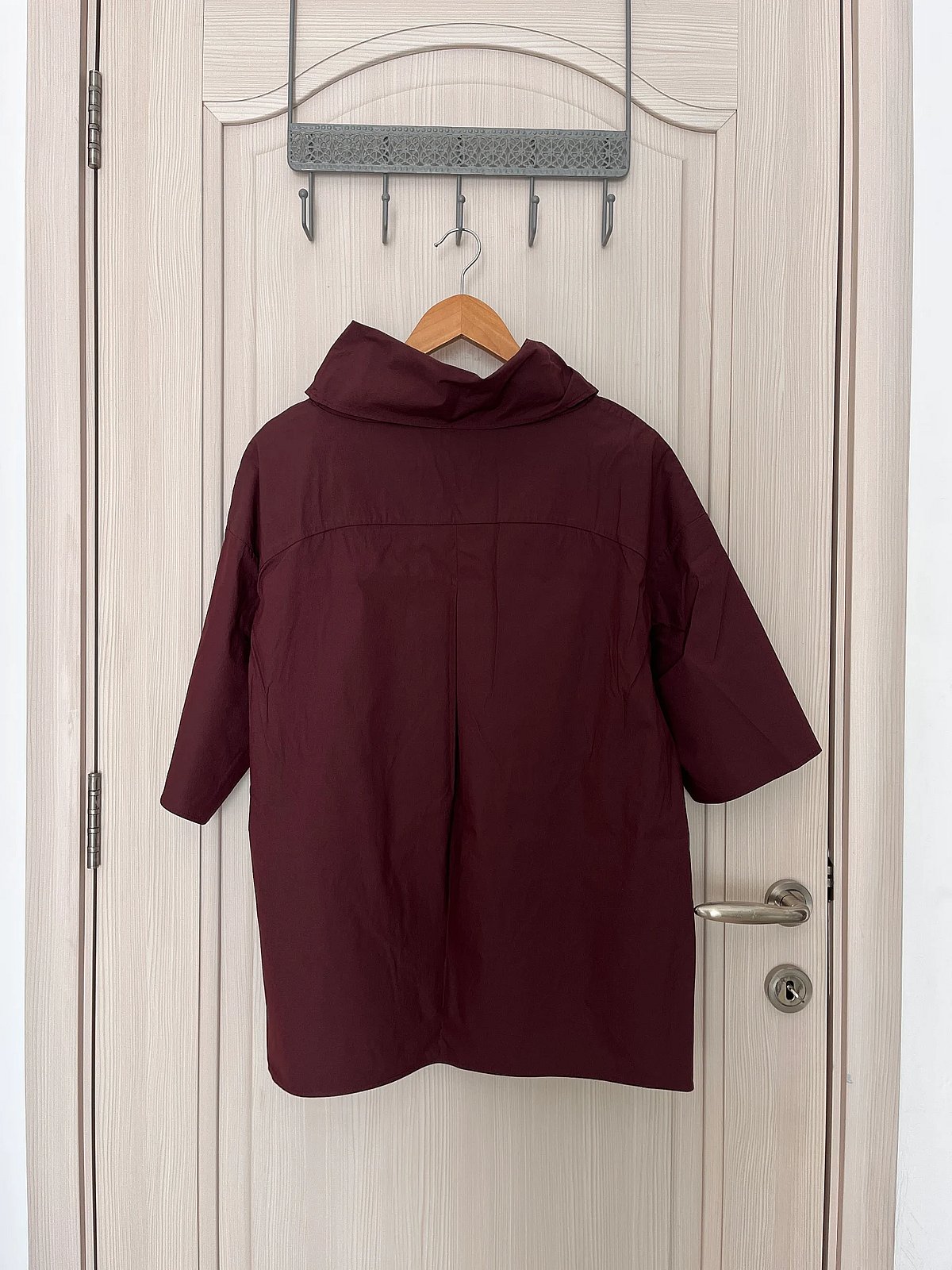 COS Burgundy High Neck Short Sleeve Top, photo 4