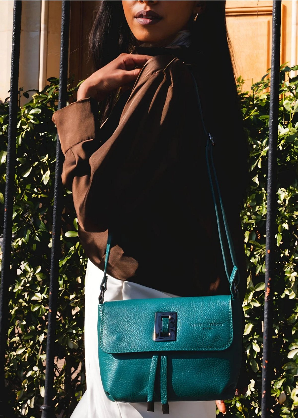 Victor & Hugo Paris Green Leather Crossbody, photo 2
