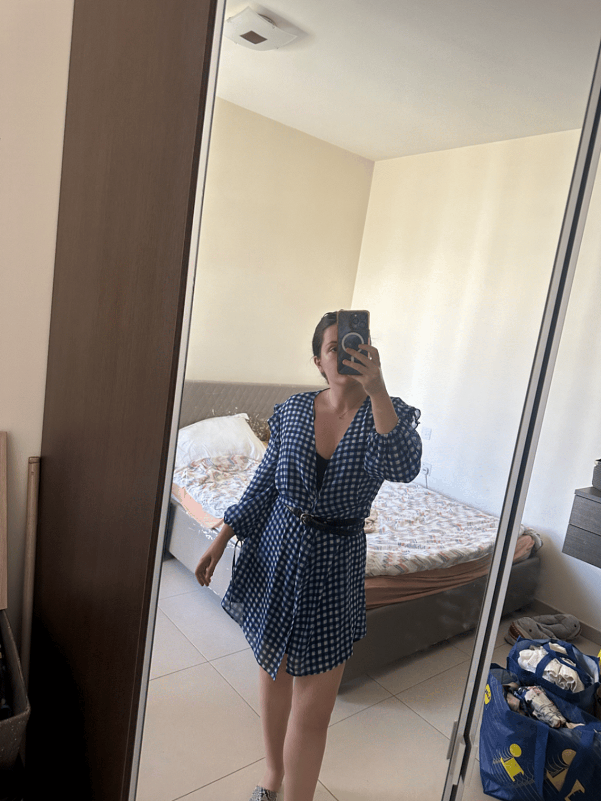 Gingham Check Ruffle Wrap Dress, photo 2