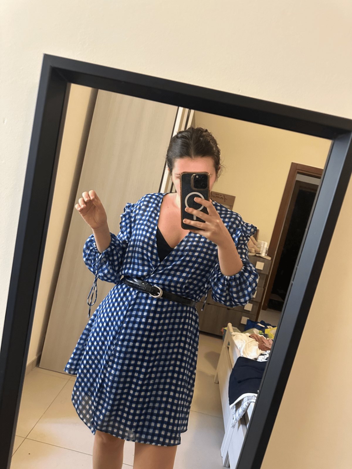 Gingham Check Ruffle Wrap Dress, photo 7