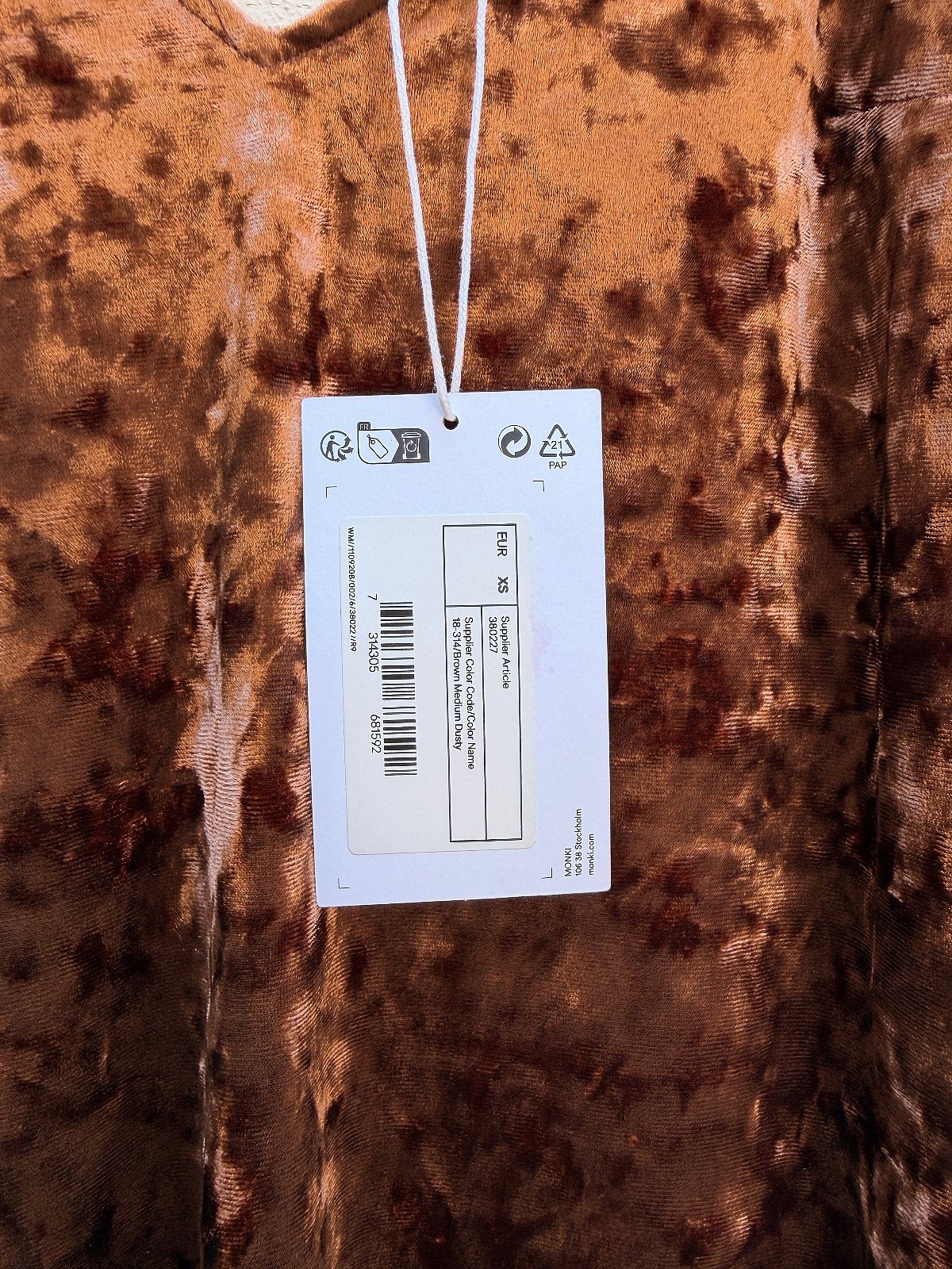 Monki Brown Velvet Midi Dress, photo 2