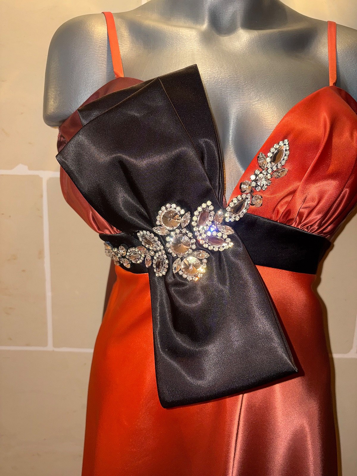 Orange Black Gradient Satin Formal Dress EU44/XL, photo 2