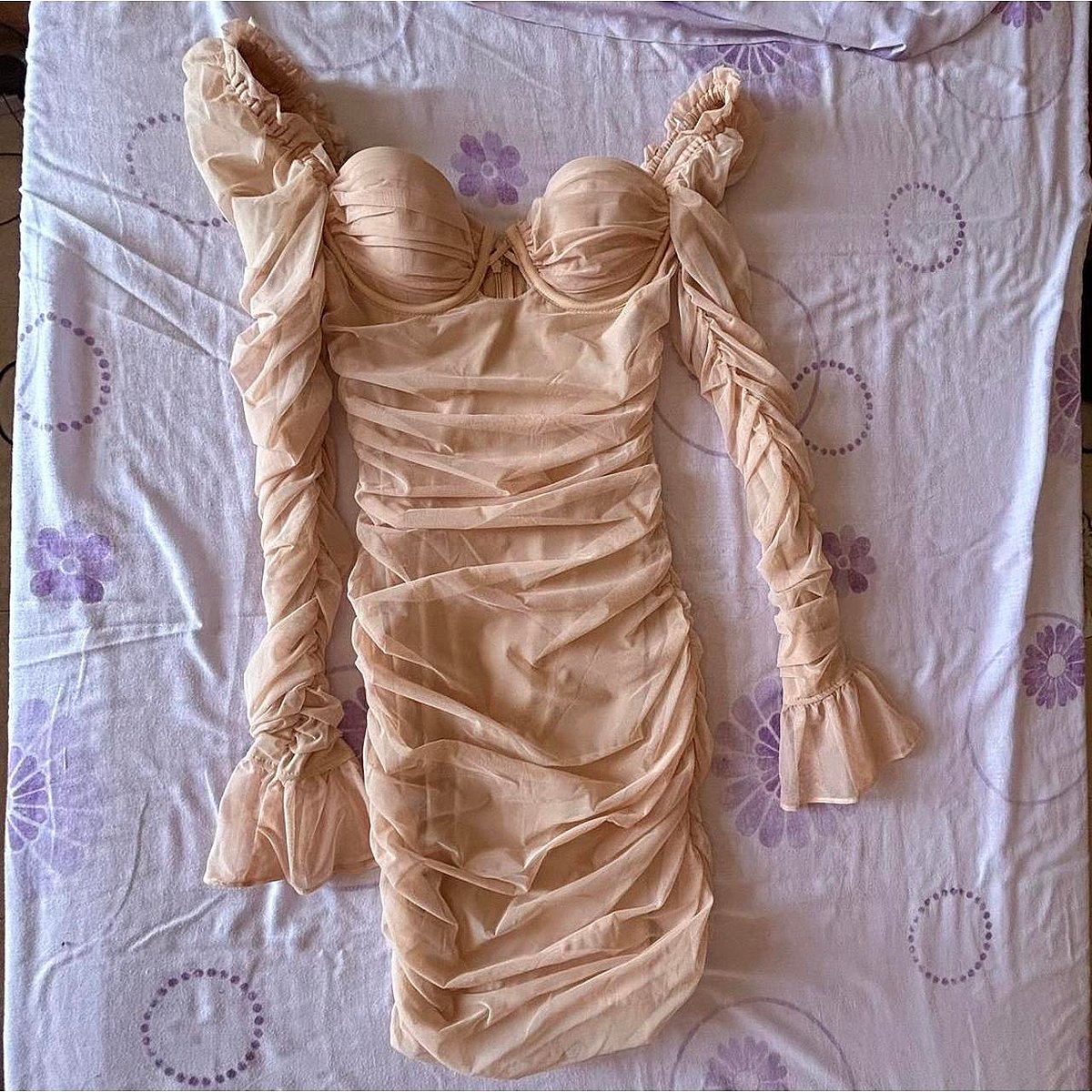 Oh Polly - Minivestido ajustado de malla fruncida, foto 4