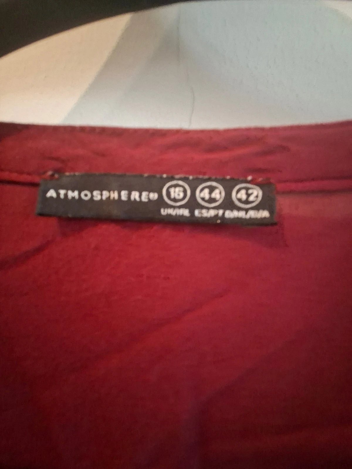 Atmosphere burgundy button-front top, photo 4