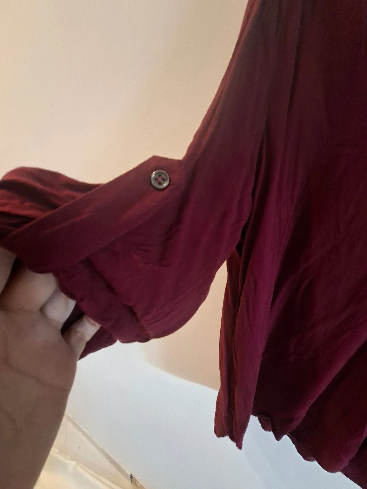 Atmosphere burgundy button-front top, photo 2