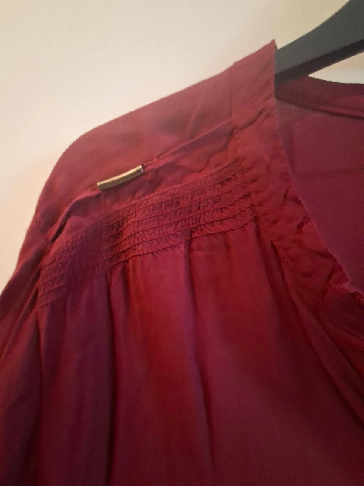 Atmosphere burgundy button-front top, photo 3