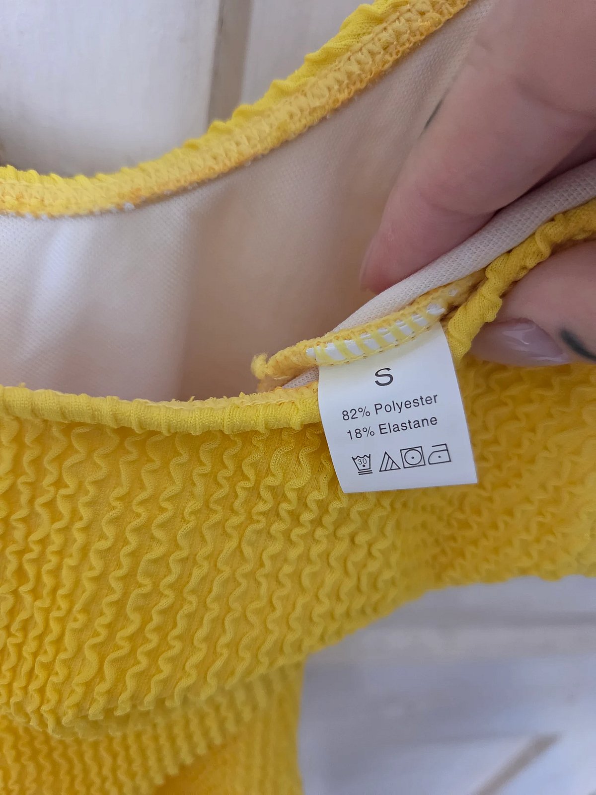 Yellow Textured One Piece Swimsuit, photo 3