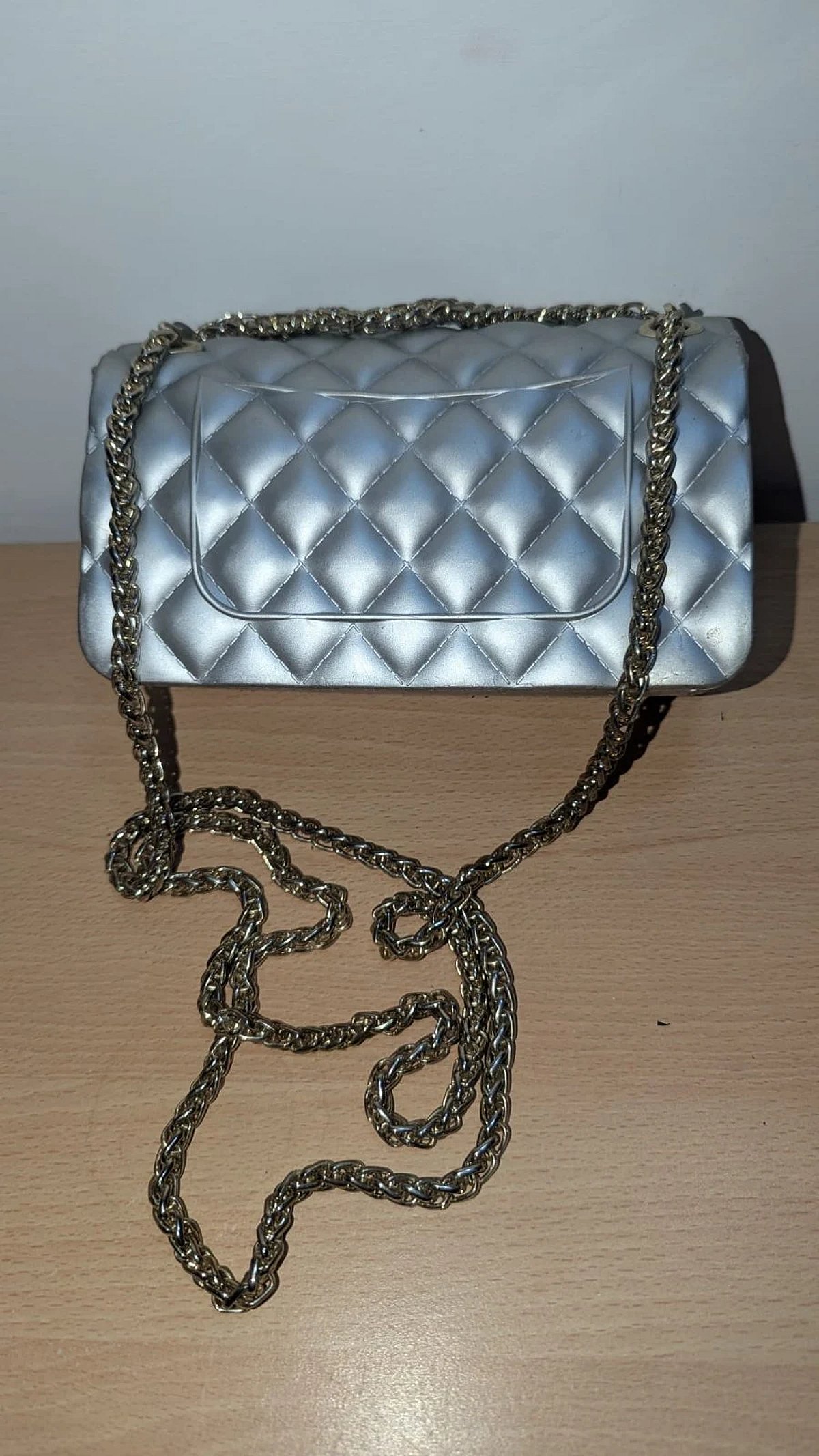 Silver Quilted Chain Crossbody Bag, photo 2
