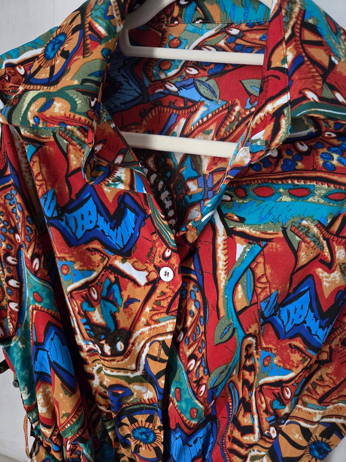 Vintage patterned belted short dress, photo 2