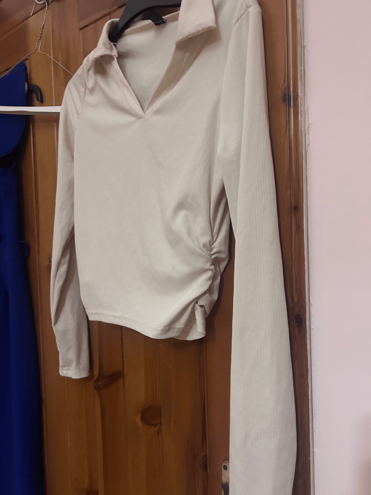 Ribbed Long Sleeve Collared Top - photo 2