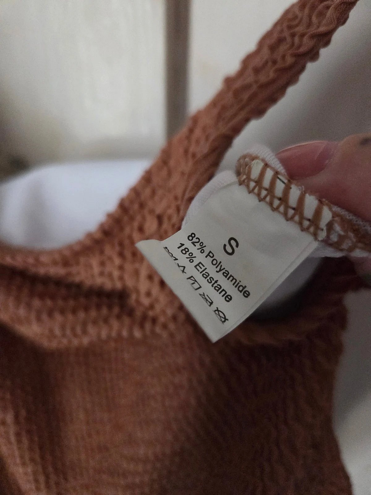 Textured brown scoop neck bodysuit, photo 3