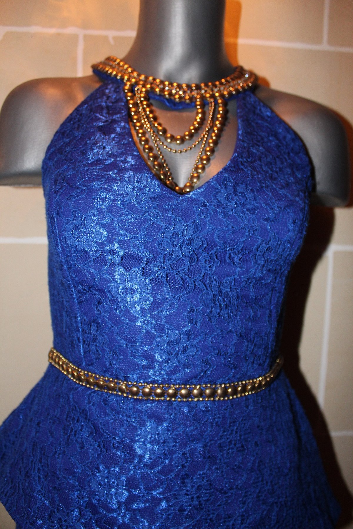 Royal Blue Lace Evening Dress EU38, photo 3