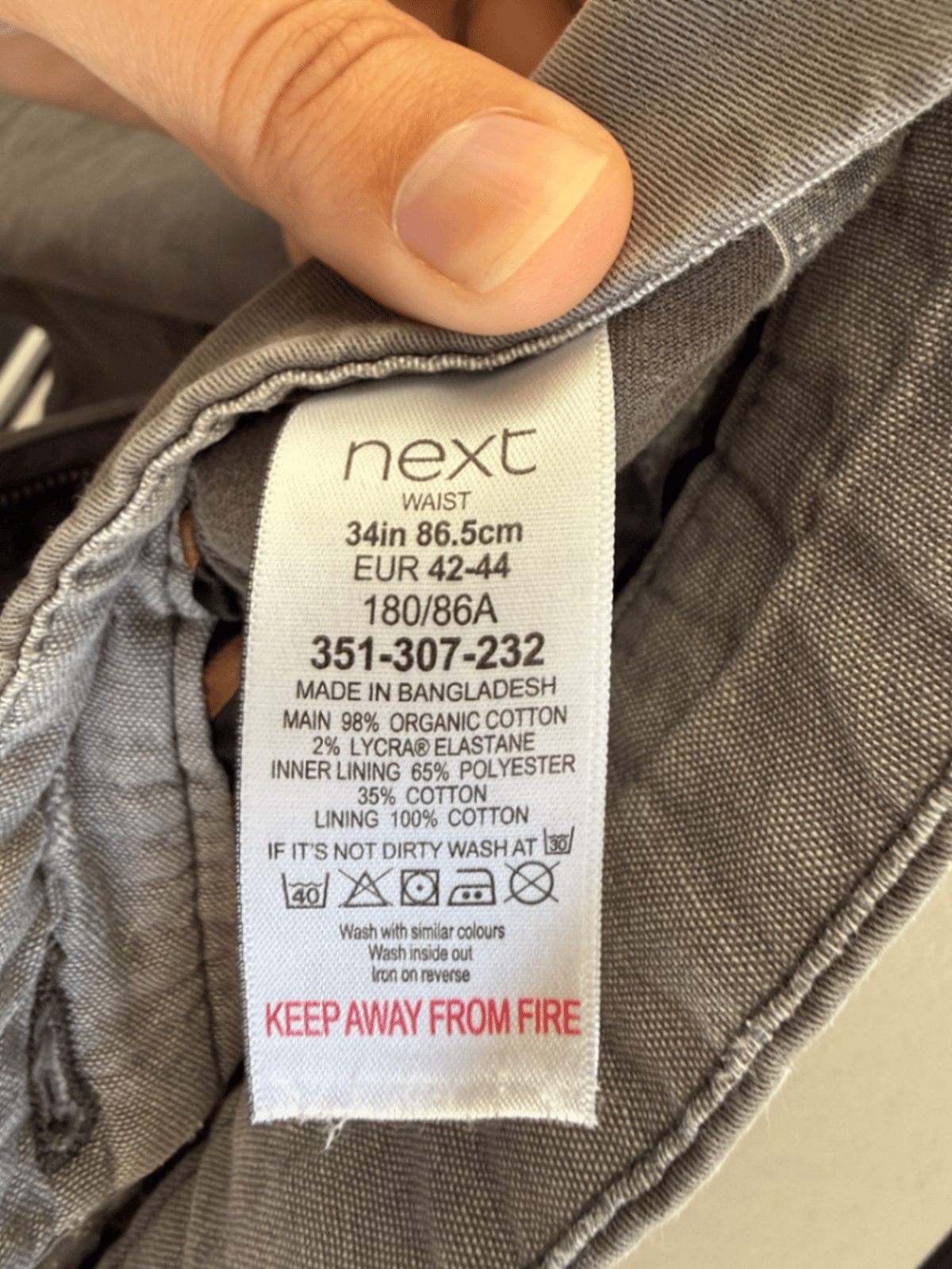 NEXT Grey Casual Chino Shorts, photo 4