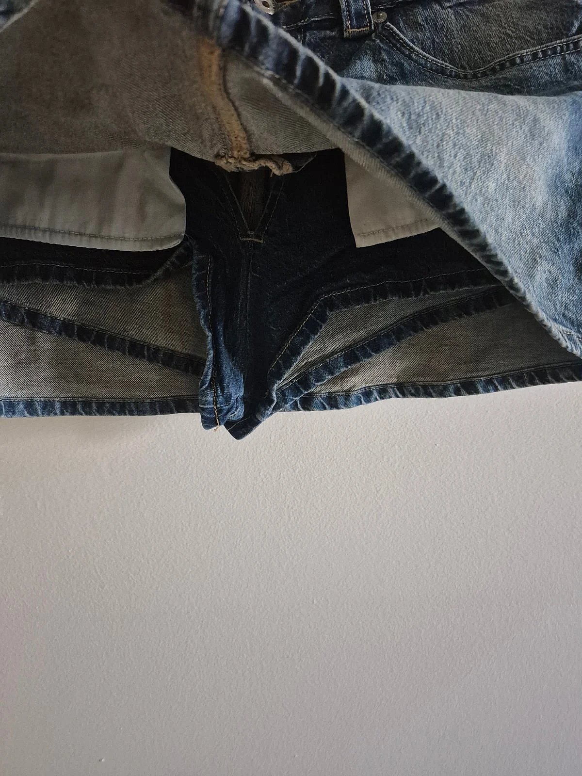 Stradivarius denim mini skirt with internal shorts, photo 5