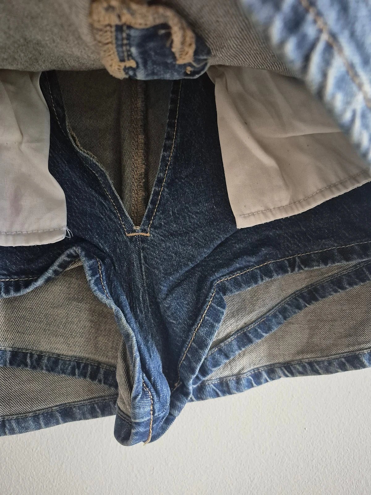 Stradivarius denim mini skirt with internal shorts, photo 2