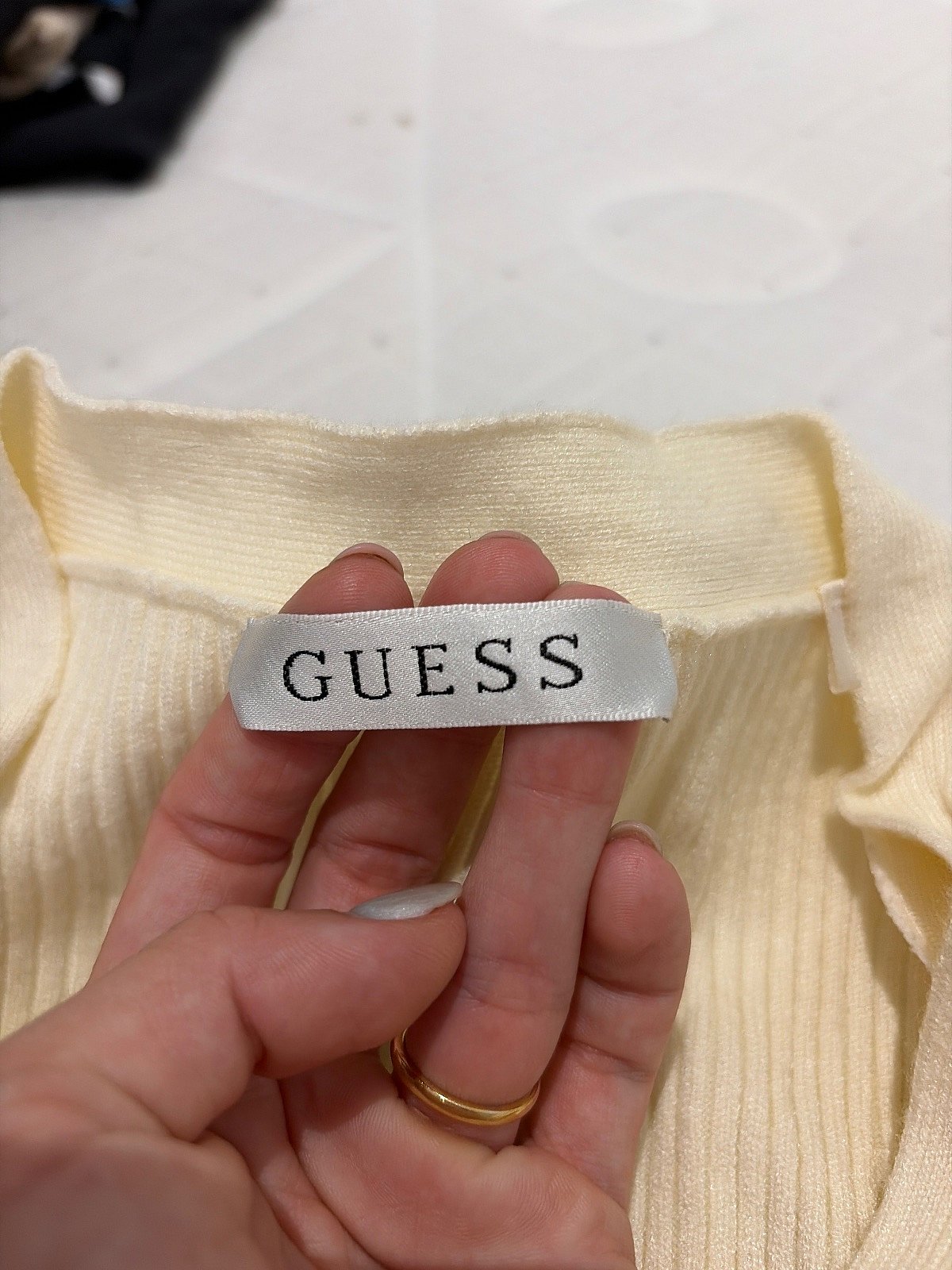 Guess Cream Ribbed Button Dress - photo 2
