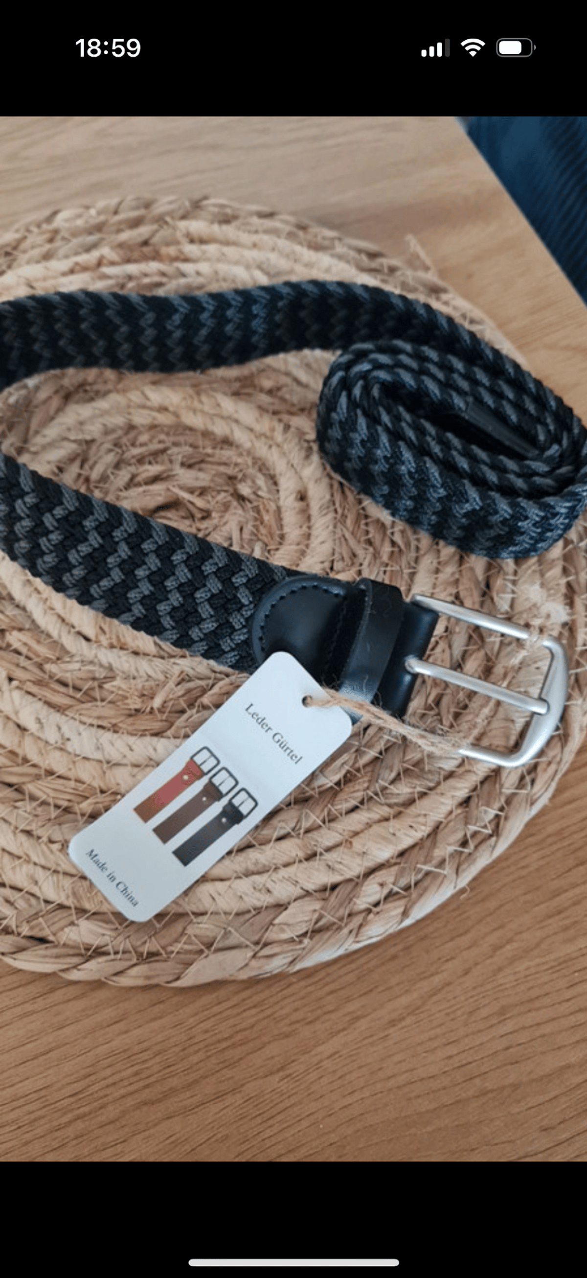 Unisex Extar Black and Grey Woven Belt, photo 2