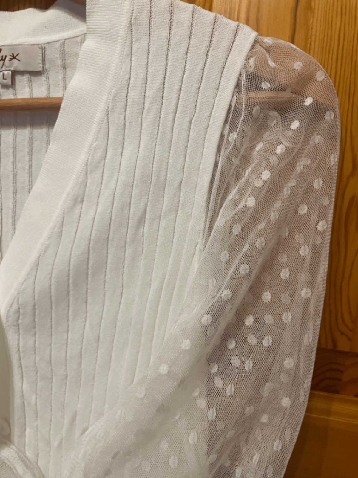 White Cardigan with Mesh Sleeves - photo 2