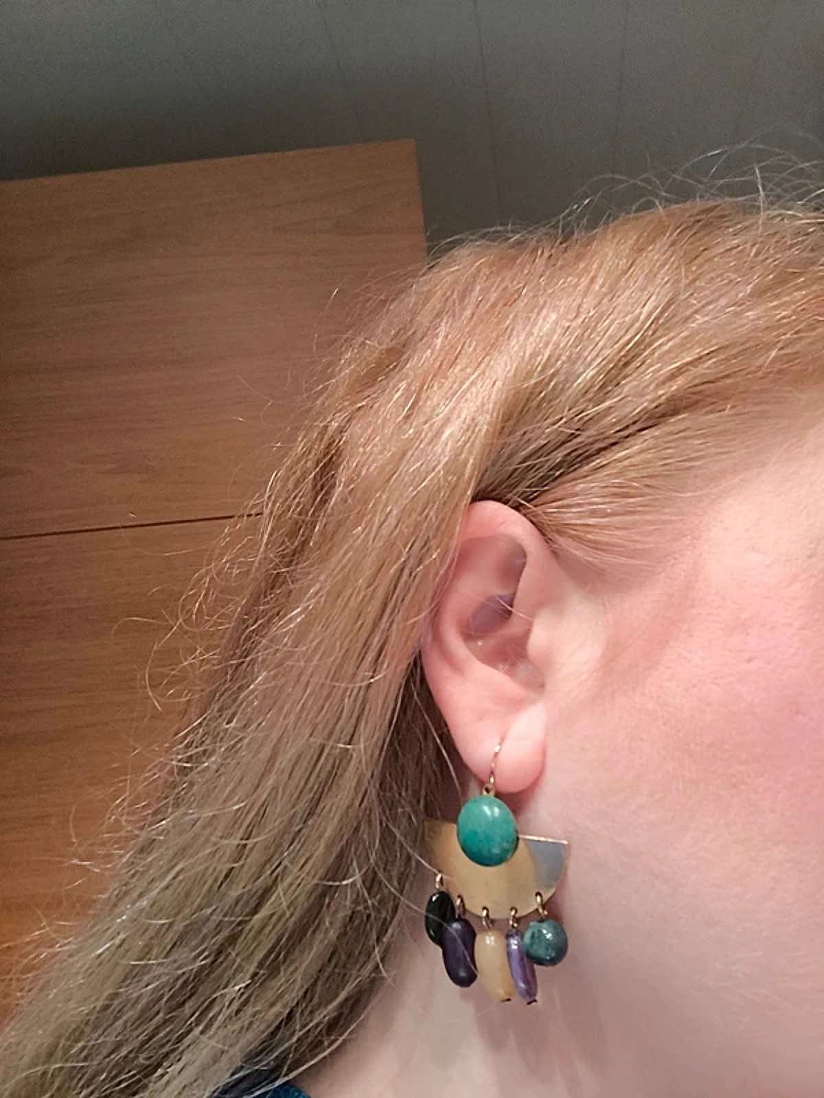 Boho statement beaded drop earrings, photo 2