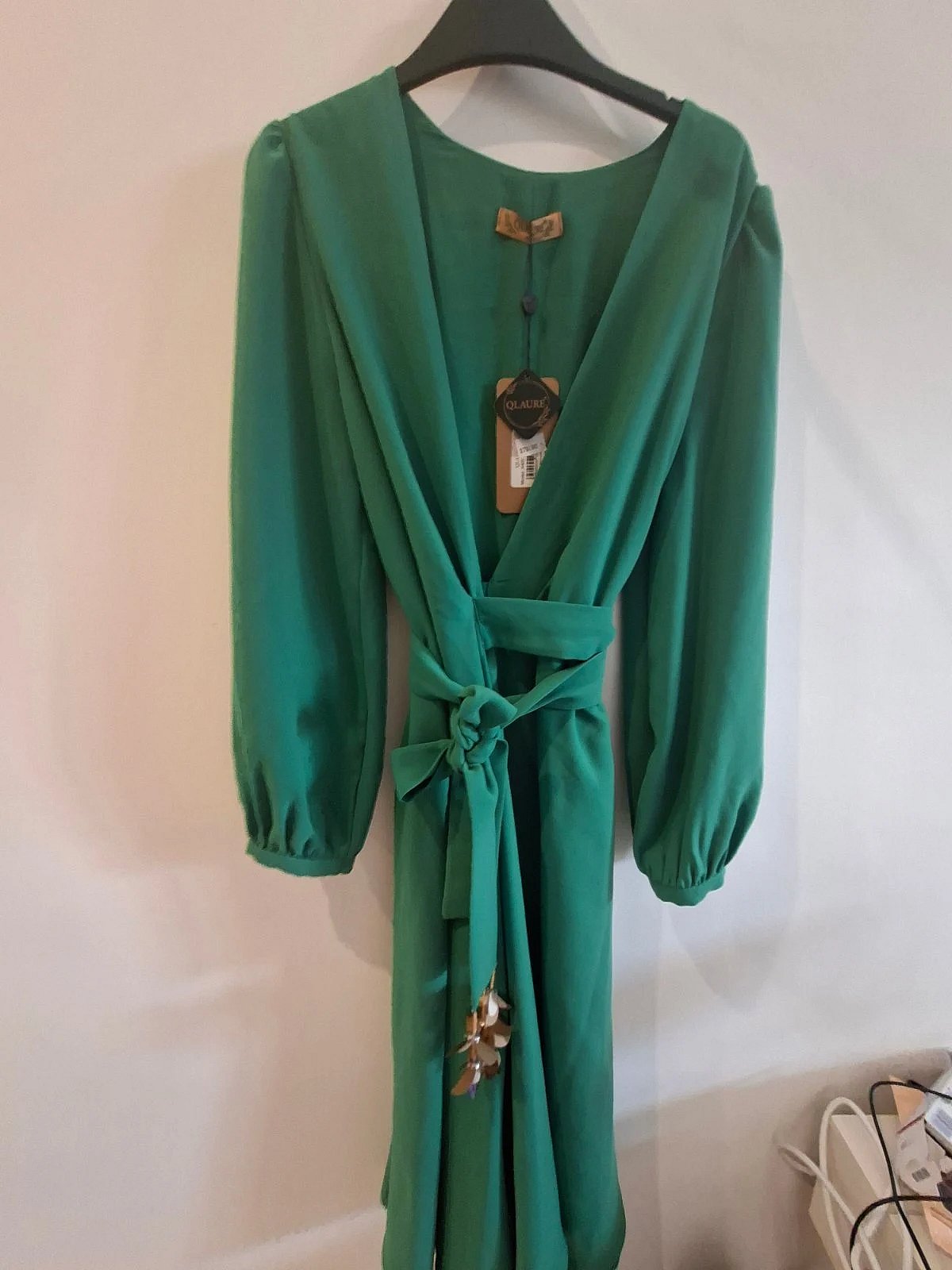 Green belted midi dress, photo 2