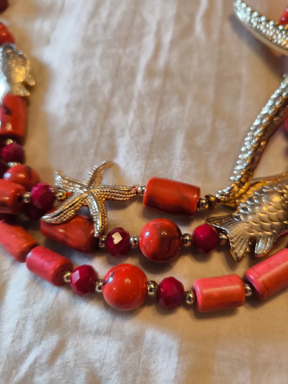 Red Beaded Sea Life Necklace, photo 3