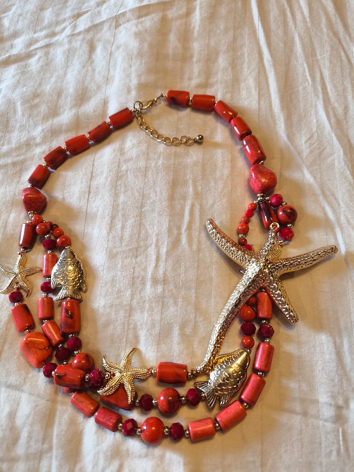 Red Beaded Sea Life Necklace, photo 4