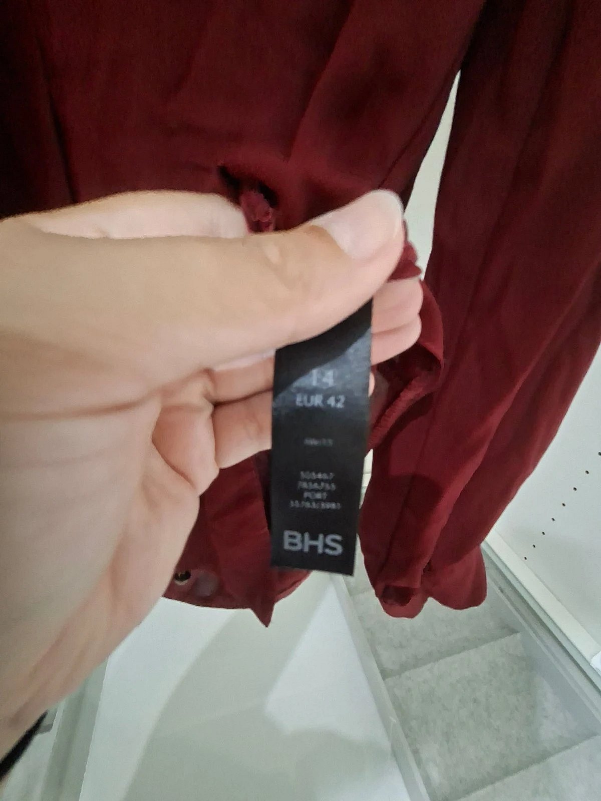 Burgundy tie-neck long sleeve blouse, photo 5