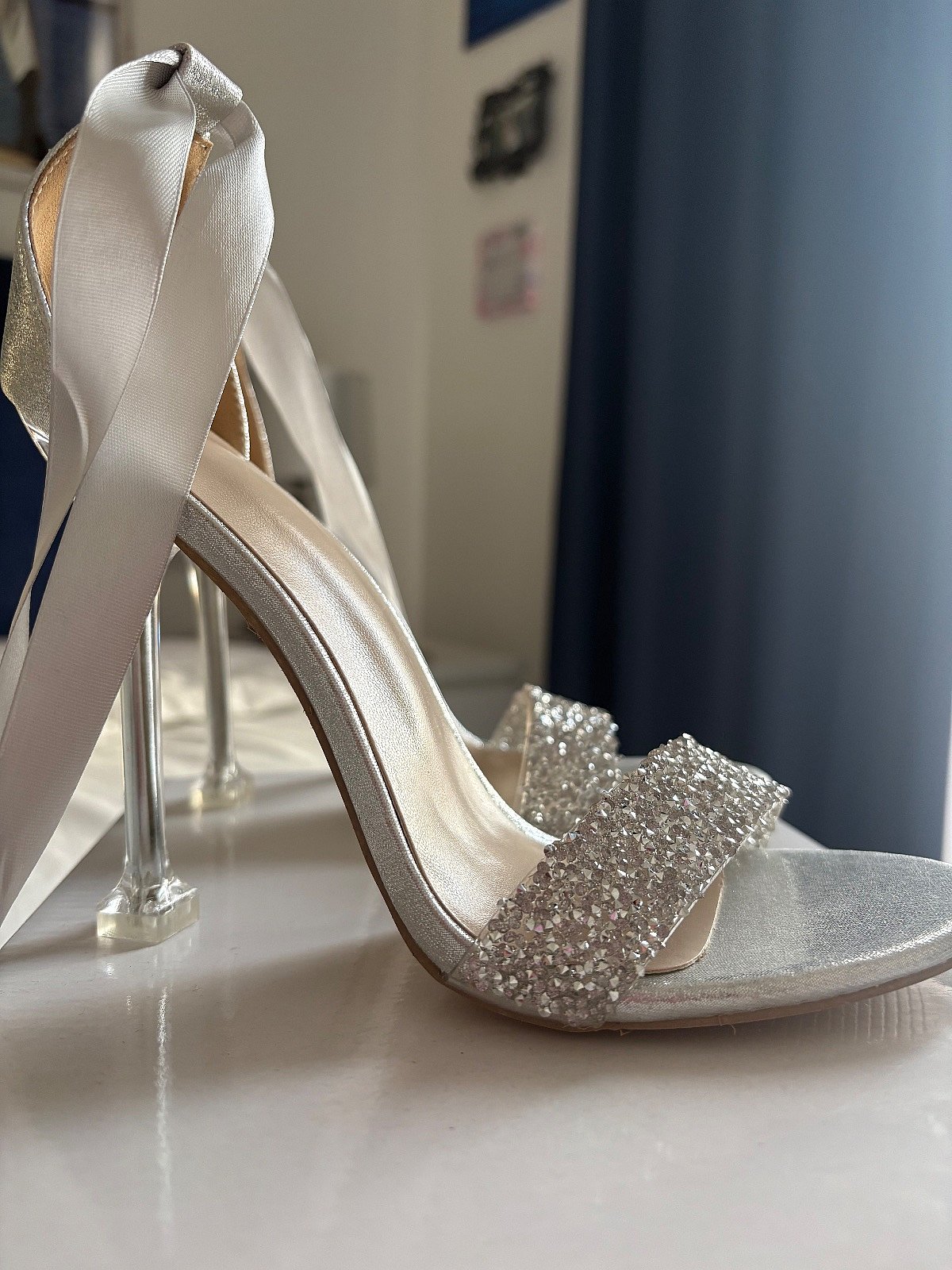 Silver Glitter Ribbon Tie Heels, photo 3
