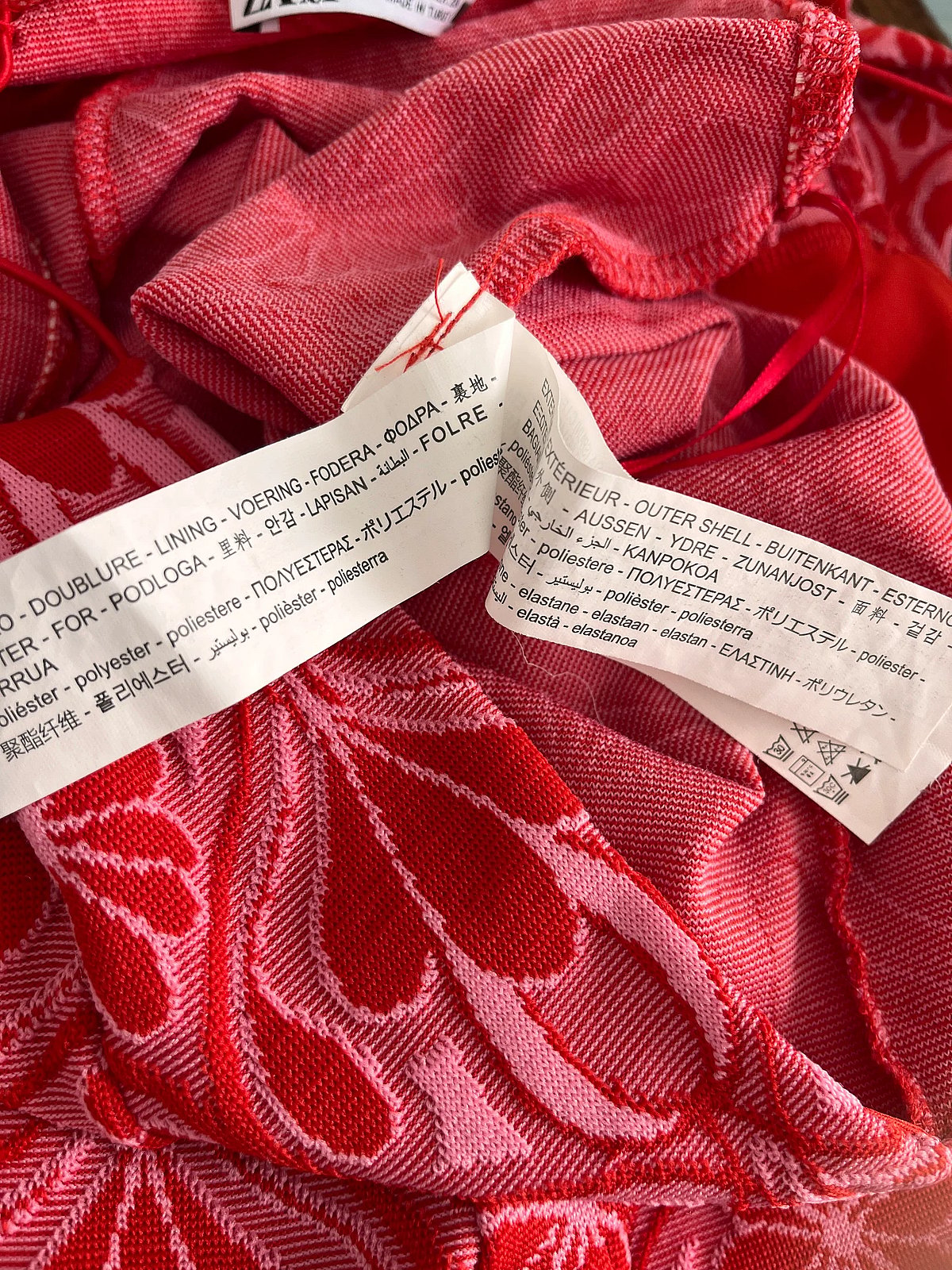 Mono rojo estampado con aberturas de Zara, foto 4