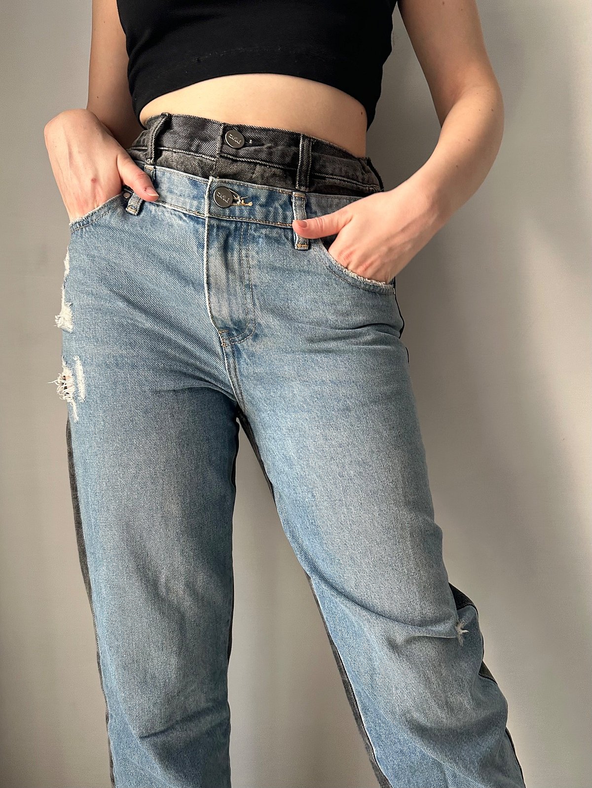 Dual-tone denim jeans, photo 4