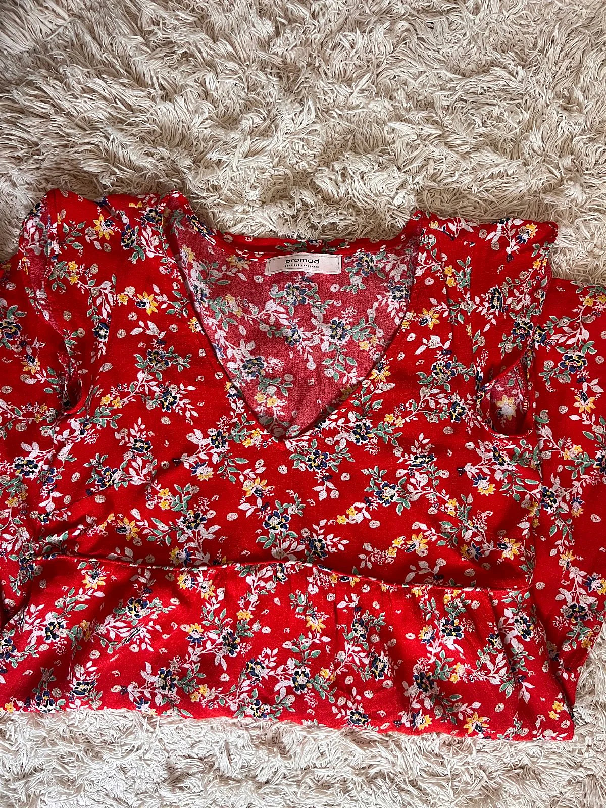Promod red floral summer dress S - photo 2
