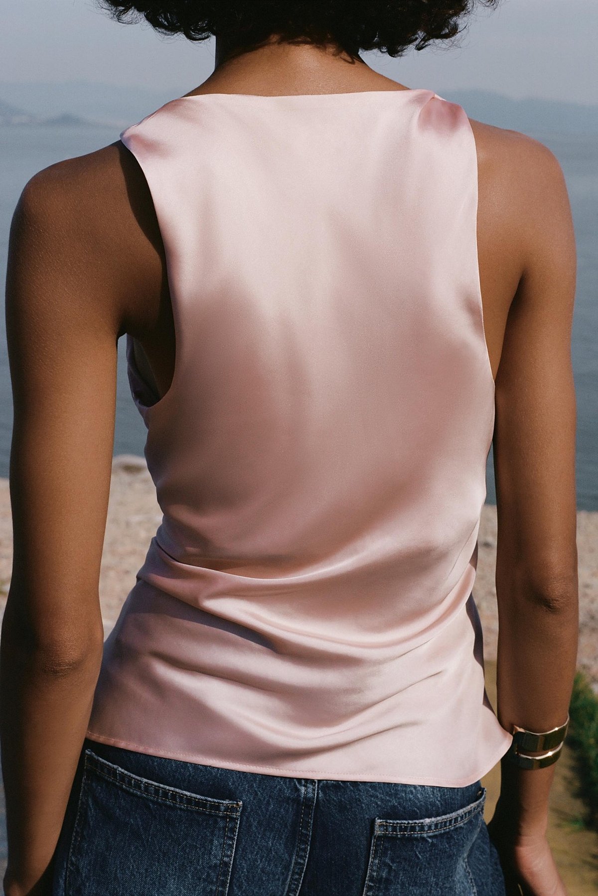 Zara Pink Satin Cowl Neck Top (XS), photo 3