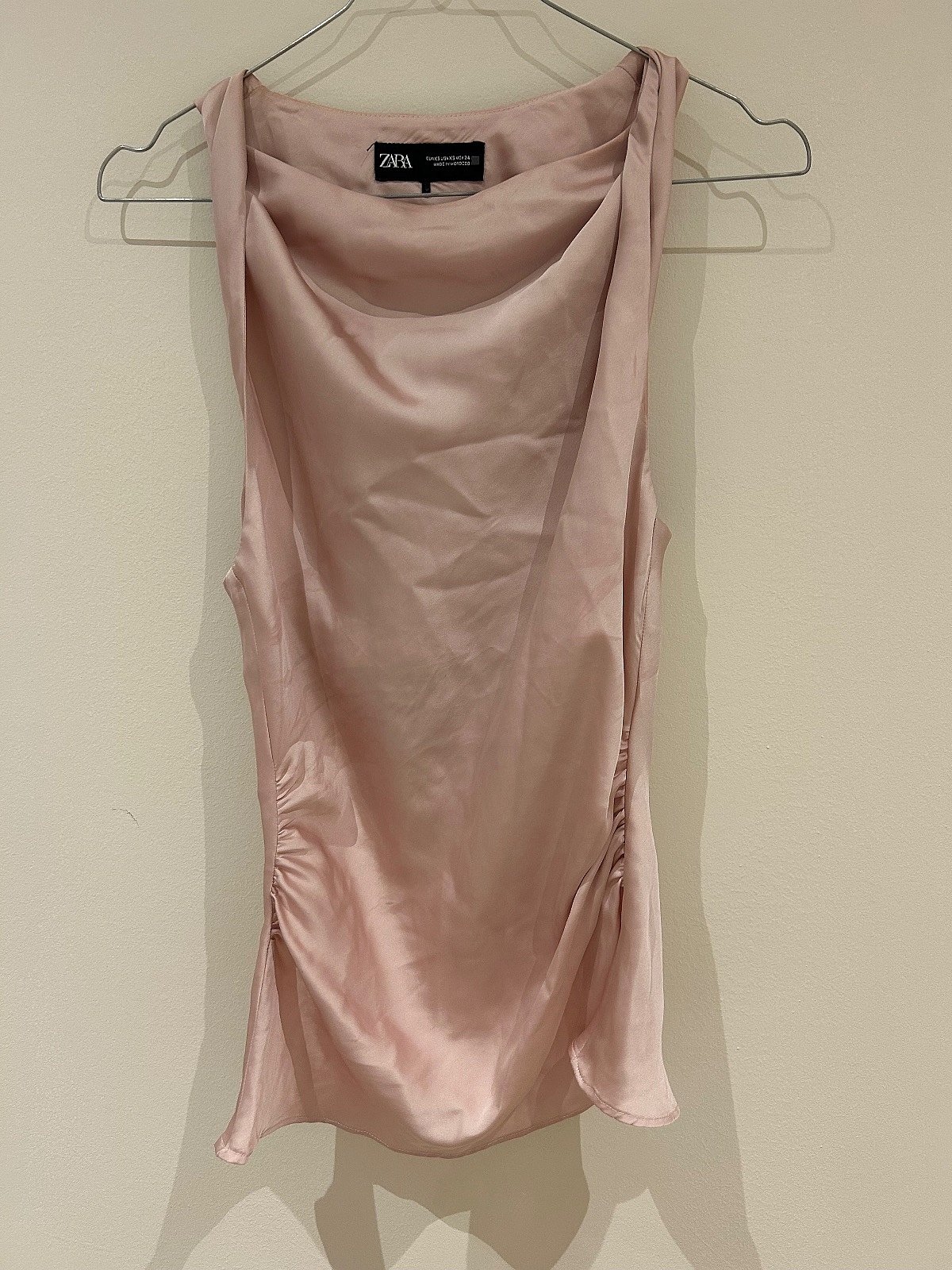 Zara Pink Satin Cowl Neck Top (XS), photo 2