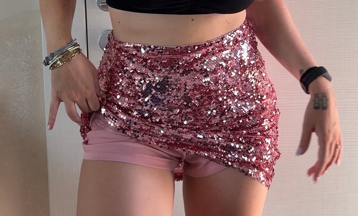 Pink sequin mini skirt, photo 4