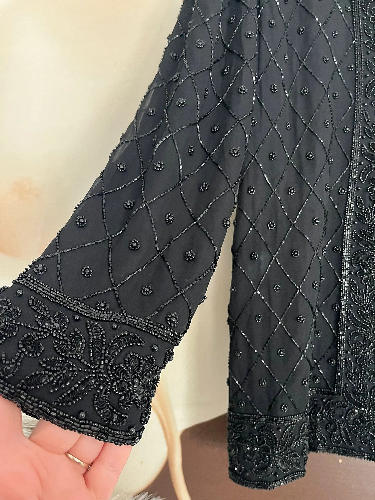 Black Beaded Silk Evening Jacket, photo 5