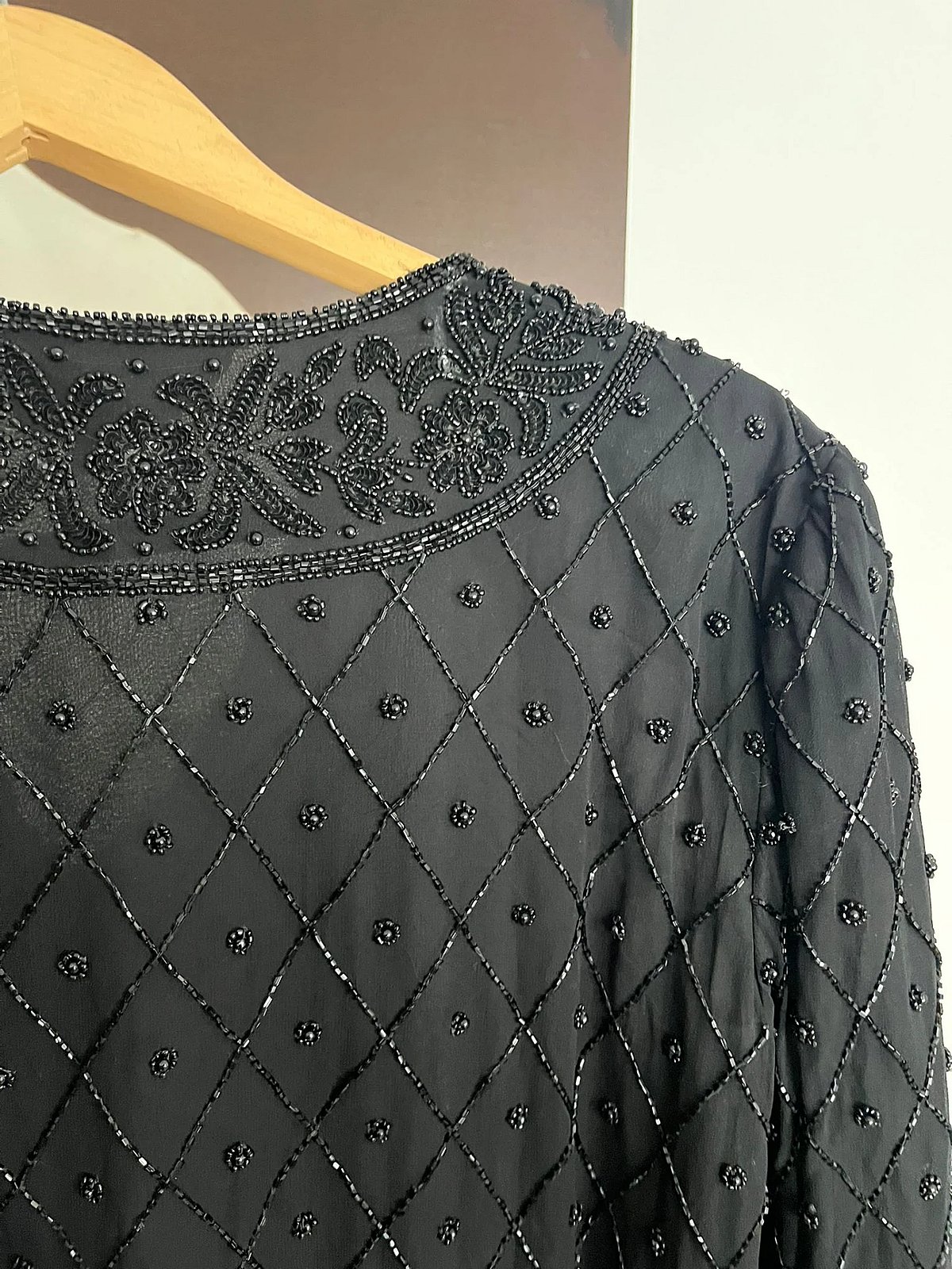 Black Beaded Silk Evening Jacket, photo 2