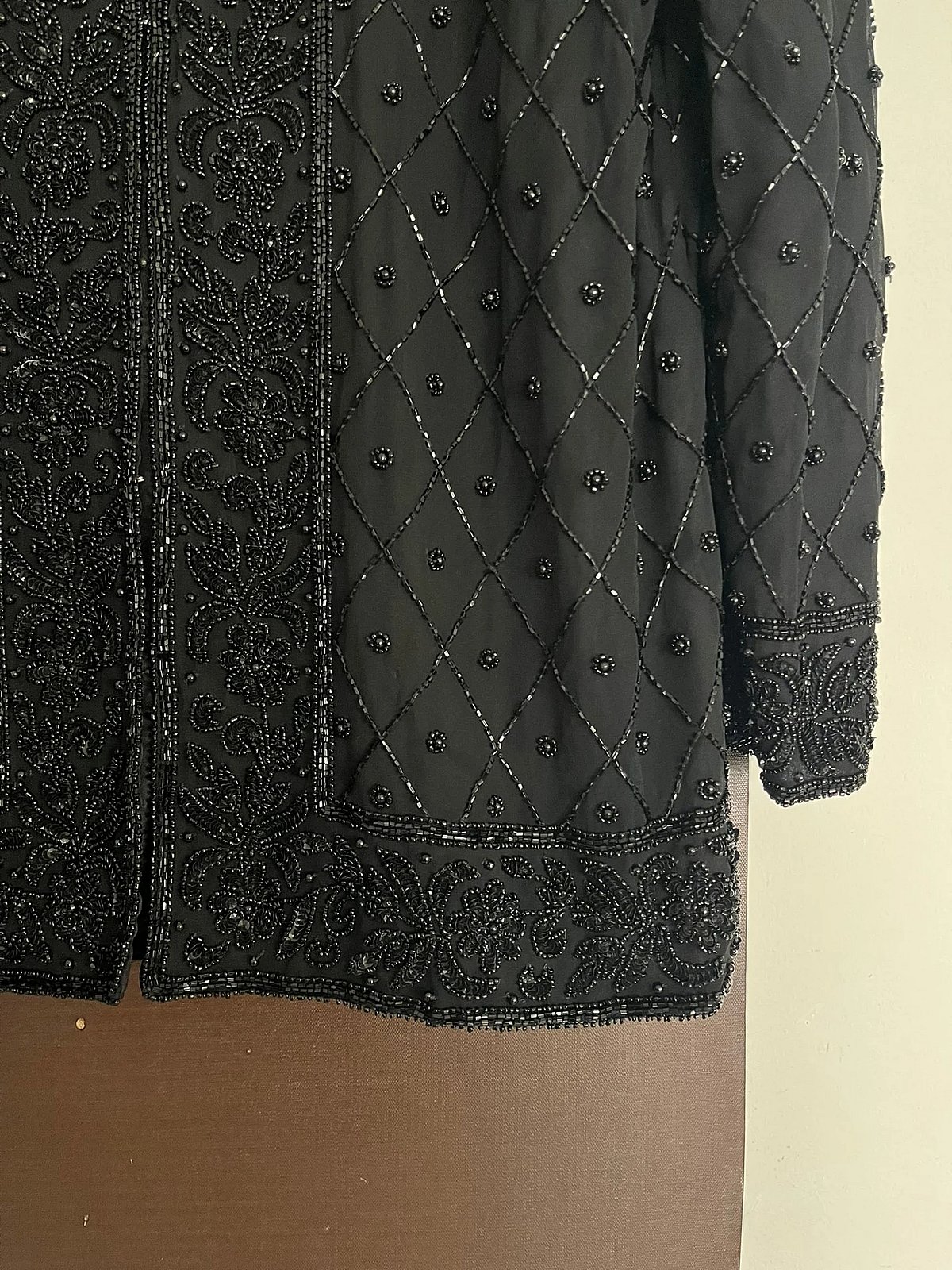 Black Beaded Silk Evening Jacket, photo 6